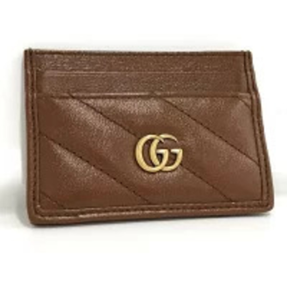 Gucci Card Case Wallet GG leather brown